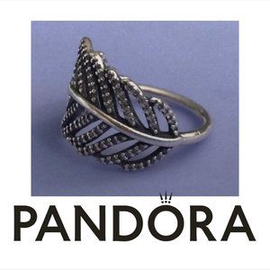 Boho style Sterling Pandora Leaf Ring Size 7.